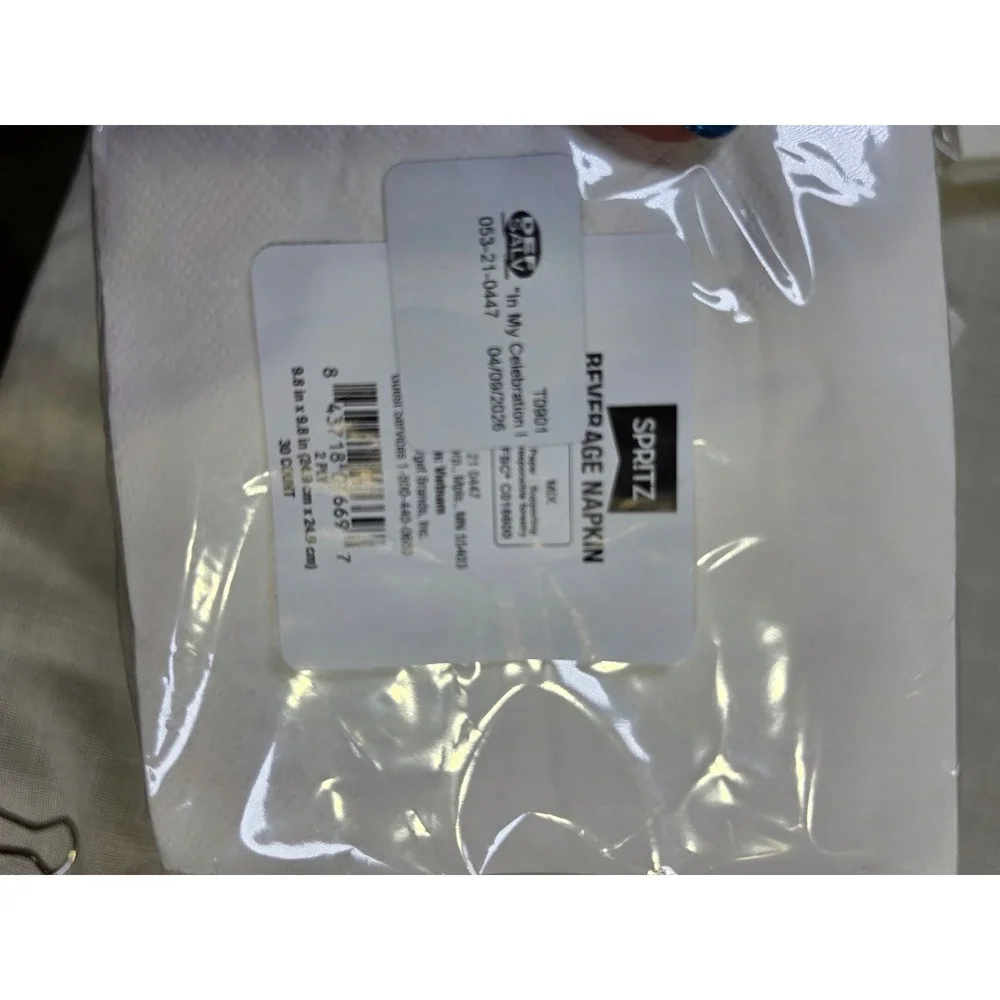 Spritz In My Celebration Era Beverage Napkins White Holographic 7 Pack 210 Count